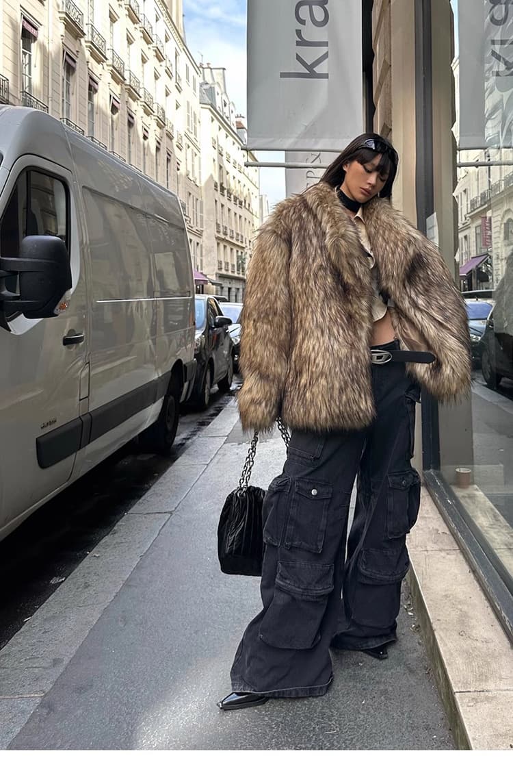 The Astoria, Sable Brown faux fur coat